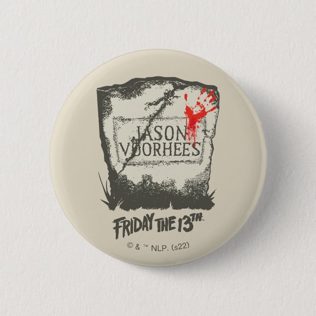 Friday the 13th | Jason Voorhees Headstone 6 Cm Round Badge (Front)