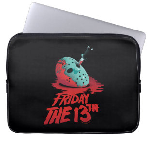 Friday the 13th   Knife Through Blue Hockey Mask Laptop Sleeve