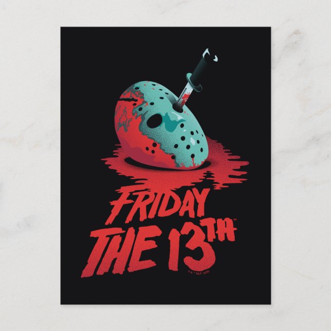 Friday the 13th | Knife Through Blue Hockey Mask Postcard (Front)