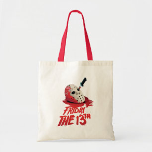 Friday the 13th   Knife Through Hockey Mask Tote Bag