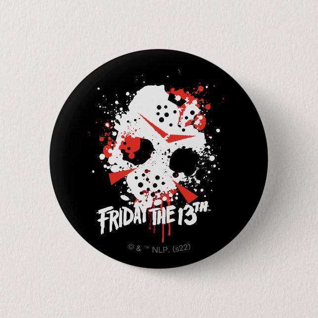 Friday the 13th | Paint Splatter Hockey Mask 6 Cm Round Badge (Front)