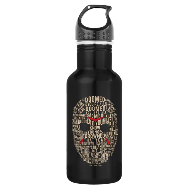 Friday the 13th | Typography Hockey Mask 532 Ml Water Bottle (Front)