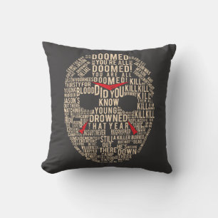 Friday the 13th Typography Hockey Mask Cushion