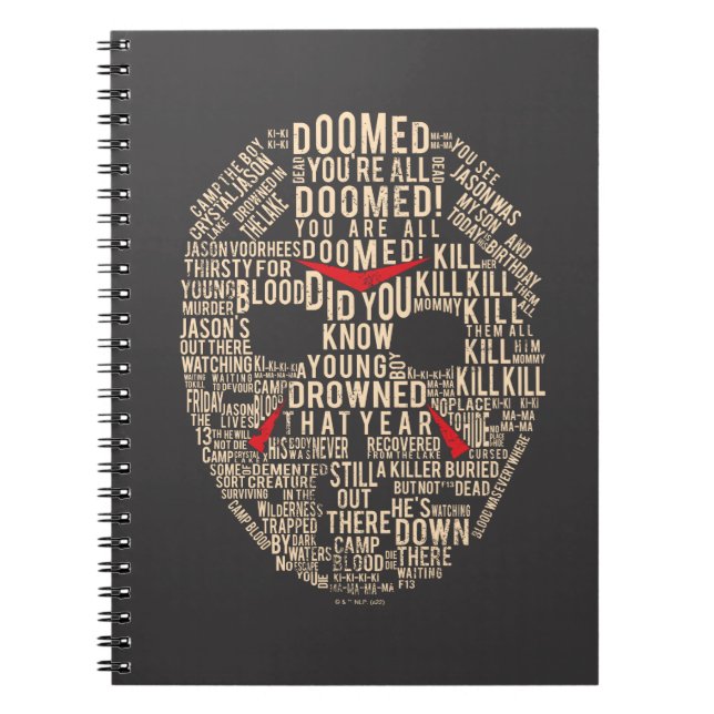 Friday the 13th | Typography Hockey Mask Notebook (Front)