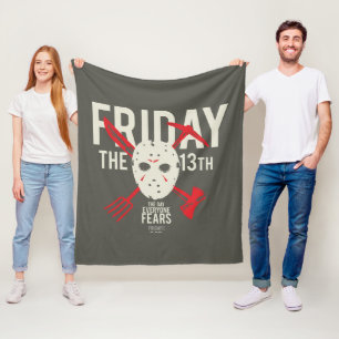 Friday the 13th   Weapons Cross Hockey Mask Fleece Blanket
