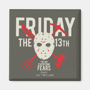 Friday the 13th   Weapons Cross Hockey Mask Magnet