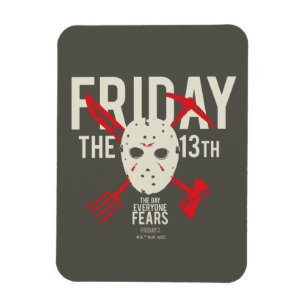 Friday the 13th   Weapons Cross Hockey Mask Magnet