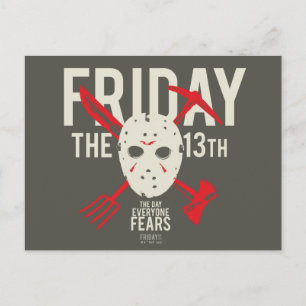 Friday the 13th   Weapons Cross Hockey Mask Postcard