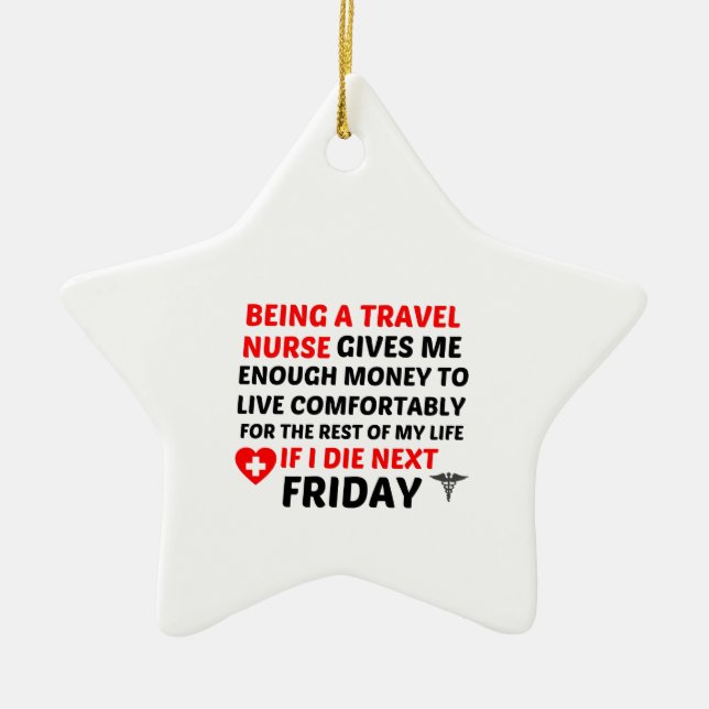 FRIDAY TRAVEL NURSE CERAMIC ORNAMENT (Front)