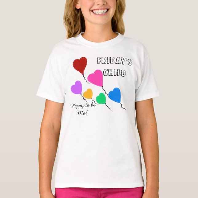 Friday's Child Cute Heart Balloons T-Shirt (Front)