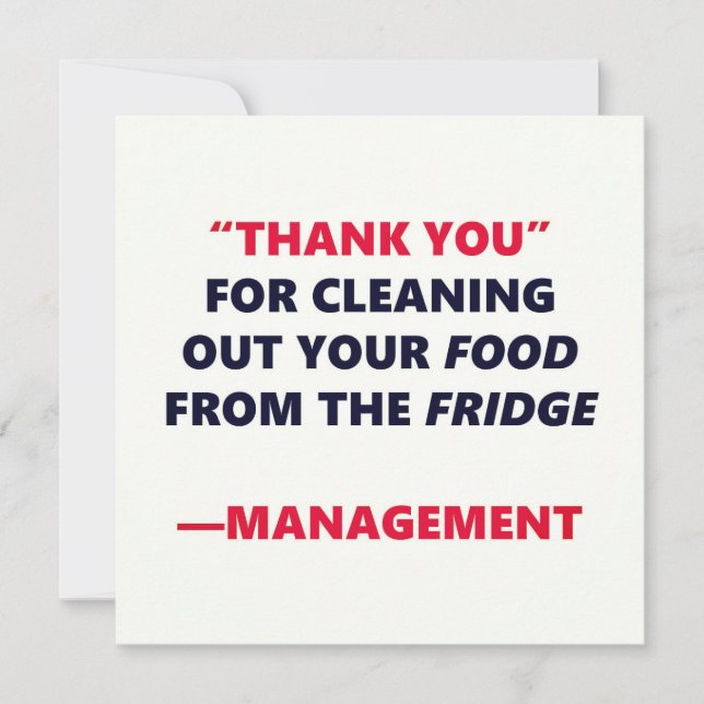 Fridge Cleaning Funny Thank You Office Humour (Front)
