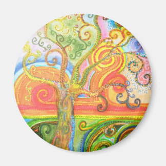 Fridge Magnet with Psychedelic Tree Design