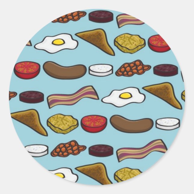 Fried Breakfast Classic Round Sticker (Front)