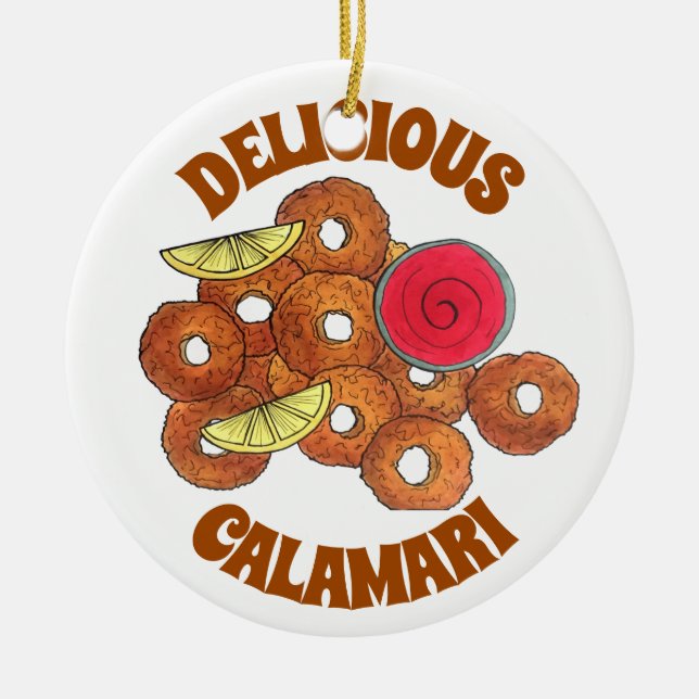 Fried Calamari Rings Italian Food Appetizer Foodie Ceramic Ornament (Front)