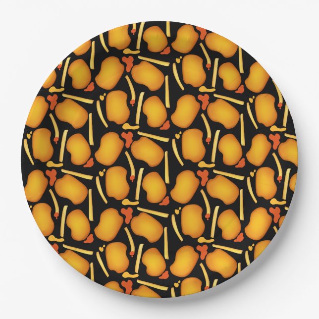 Fried Chicken Bites And Potato Fries Paper Plate (Front)