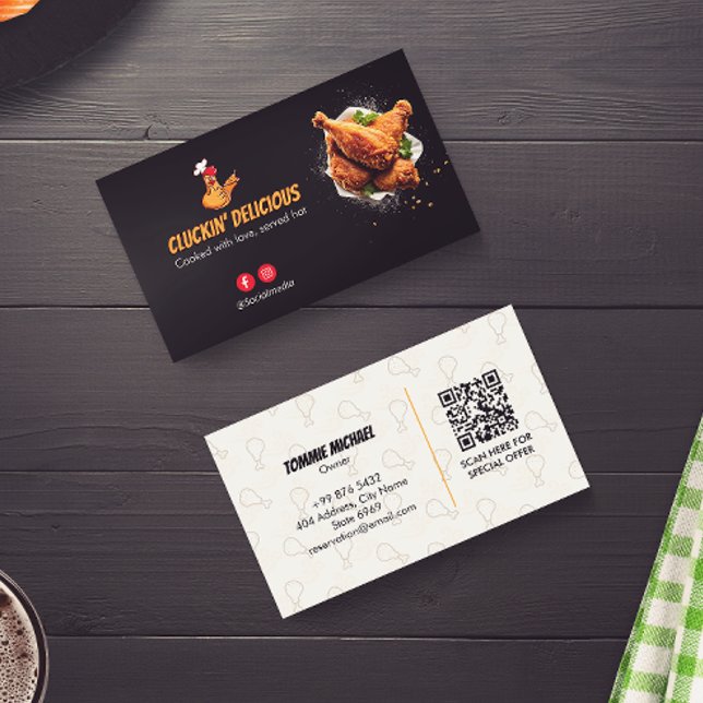 Fried Chicken Business | Minimalist Dark Barcode Card (Creator Uploaded)
