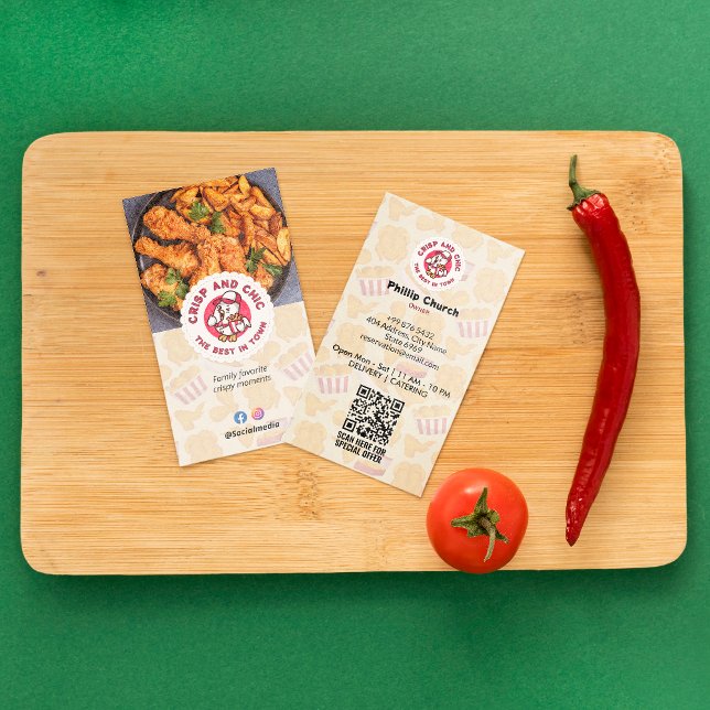 Fried Chicken Business | Modern Bright Barcode Card (Creator Uploaded)