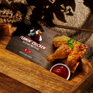 Fried Chicken Business   Modern Wood Barcode Card