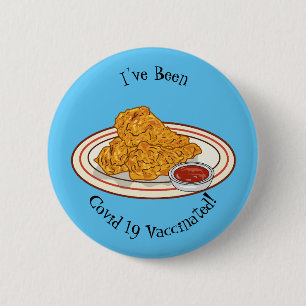 Fried chicken cartoon illustration 6 cm round badge