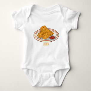 Fried chicken cartoon illustration baby bodysuit