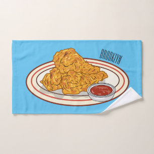 Fried chicken cartoon illustration bath towel set