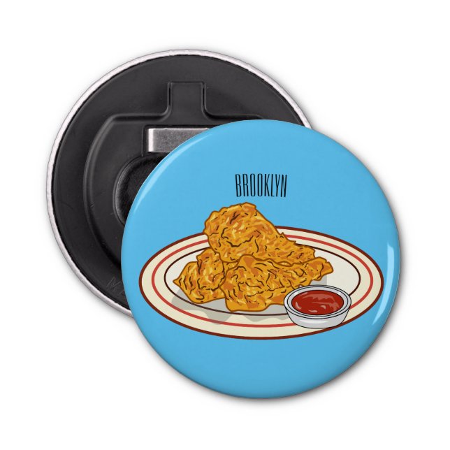 Fried chicken cartoon illustration bottle opener (Front)