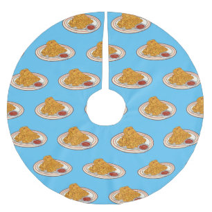 Fried chicken cartoon illustration brushed polyester tree skirt