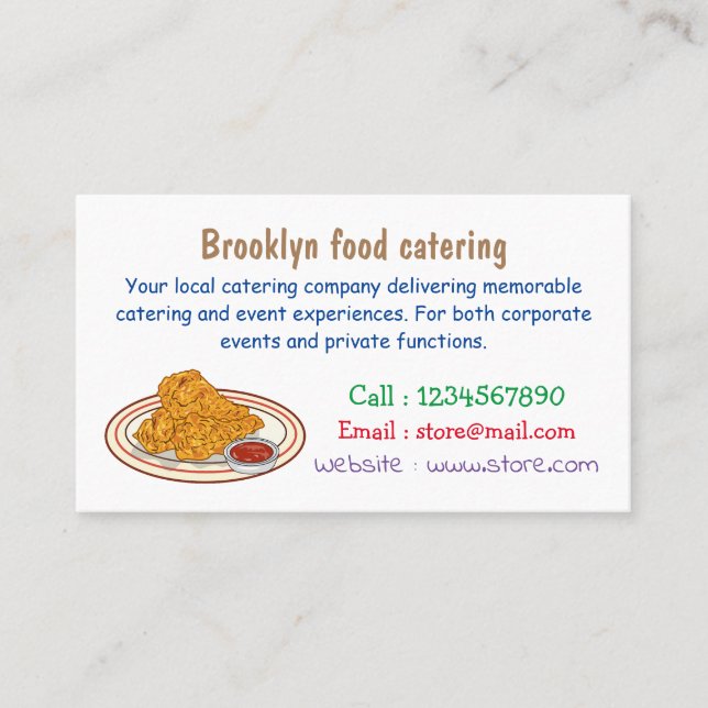 Fried chicken cartoon illustration business card (Front)
