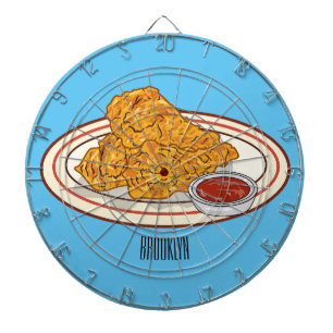 Fried chicken cartoon illustration dartboard