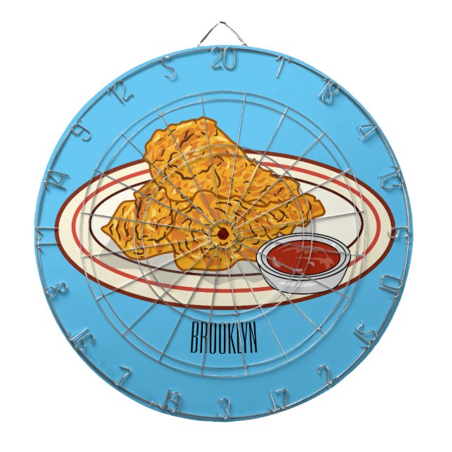 Fried chicken cartoon illustration dartboard (Front)