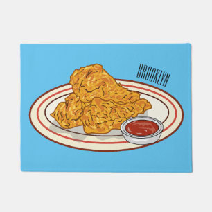 Fried chicken cartoon illustration doormat
