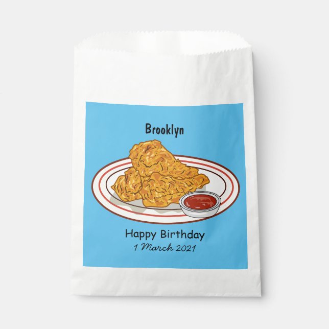 Fried chicken cartoon illustration favour bag (Front)