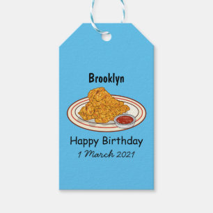 Fried chicken cartoon illustration gift tags