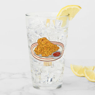 Fried chicken cartoon illustration glass