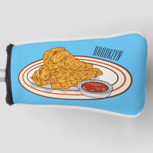Fried chicken cartoon illustration golf head cover
