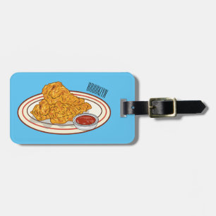 Fried chicken cartoon illustration luggage tag