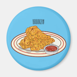 Fried chicken cartoon illustration magnet