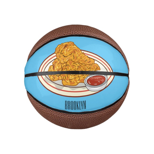 Fried chicken cartoon illustration mini basketball (Front)