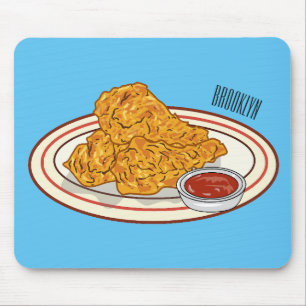 Fried chicken cartoon illustration mouse pad