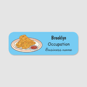 Fried chicken cartoon illustration name tag