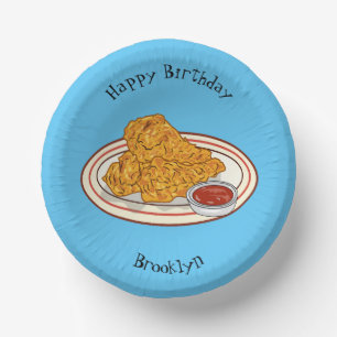 Fried chicken cartoon illustration paper plate