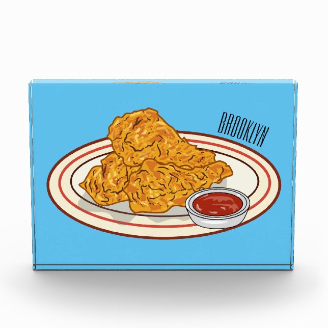 Fried chicken cartoon illustration photo block (Front)