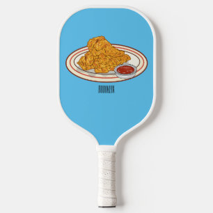 Fried chicken cartoon illustration pickleball paddle