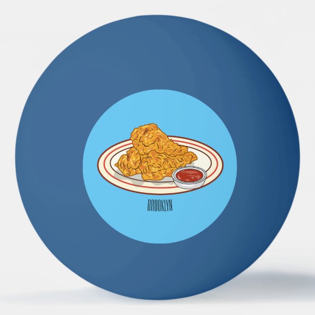 Fried chicken cartoon illustration ping pong ball (Front)