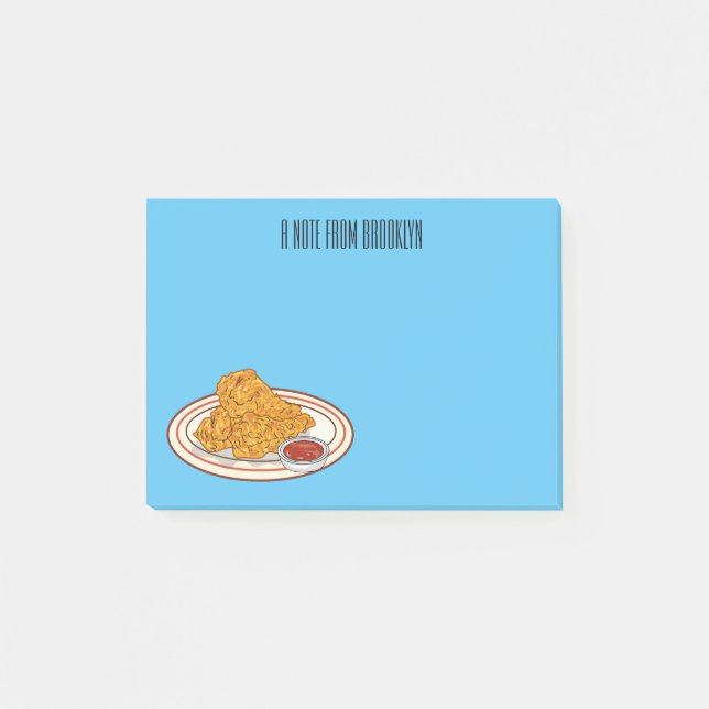 Fried chicken cartoon illustration post-it notes (Front)