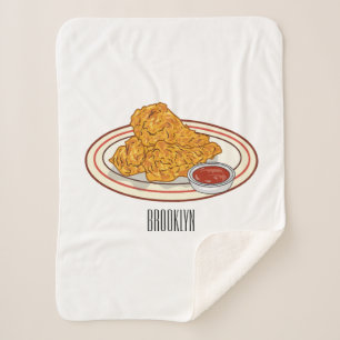 Fried chicken cartoon illustration sherpa blanket