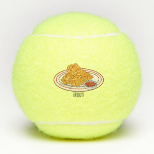 Fried chicken cartoon illustration tennis balls