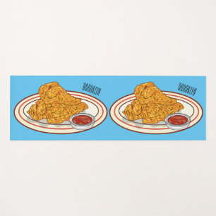 Fried chicken cartoon illustration yoga mat