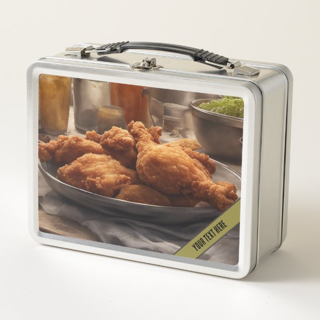 Fried Chicken Dinner and Chicken Metal Lunch Box (Front)