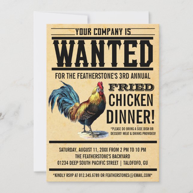 Fried Chicken Dinner Party Invitations (Front)